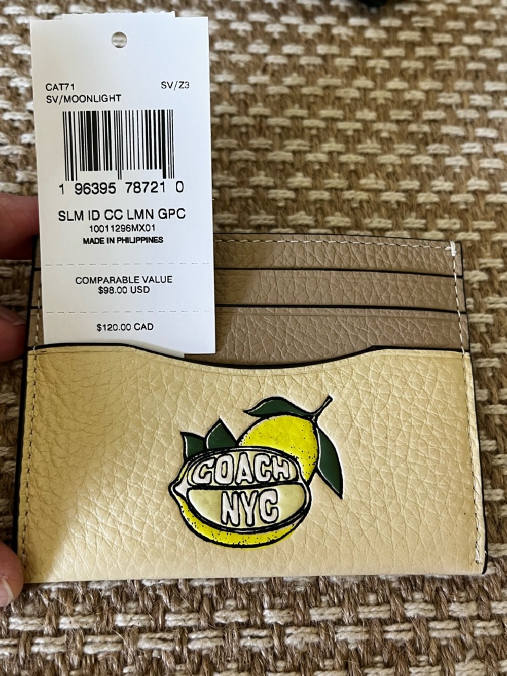 Coach Slim ID Holder with Lemon NYC graphics